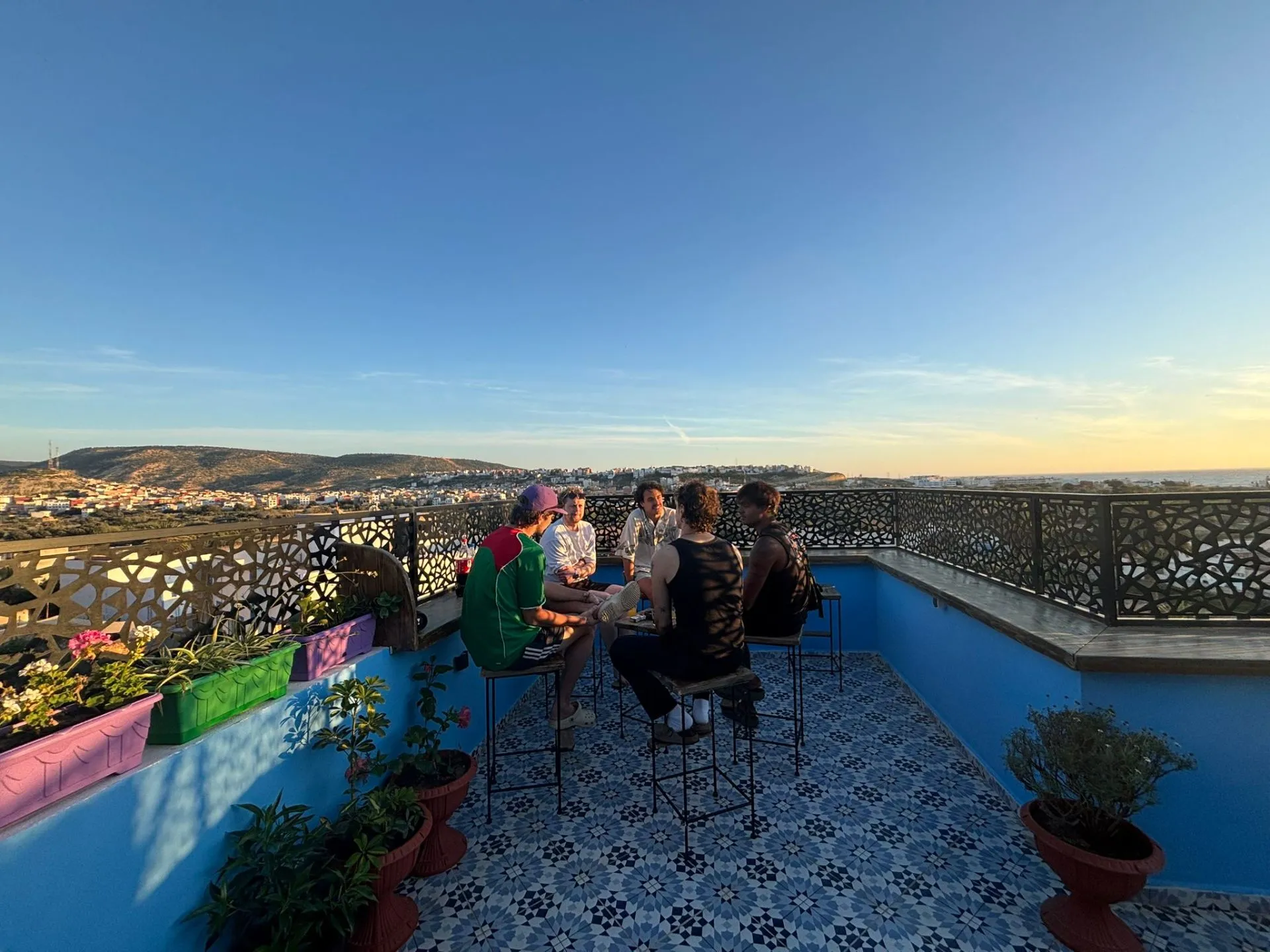 Zenno rooftop terrace at sunset