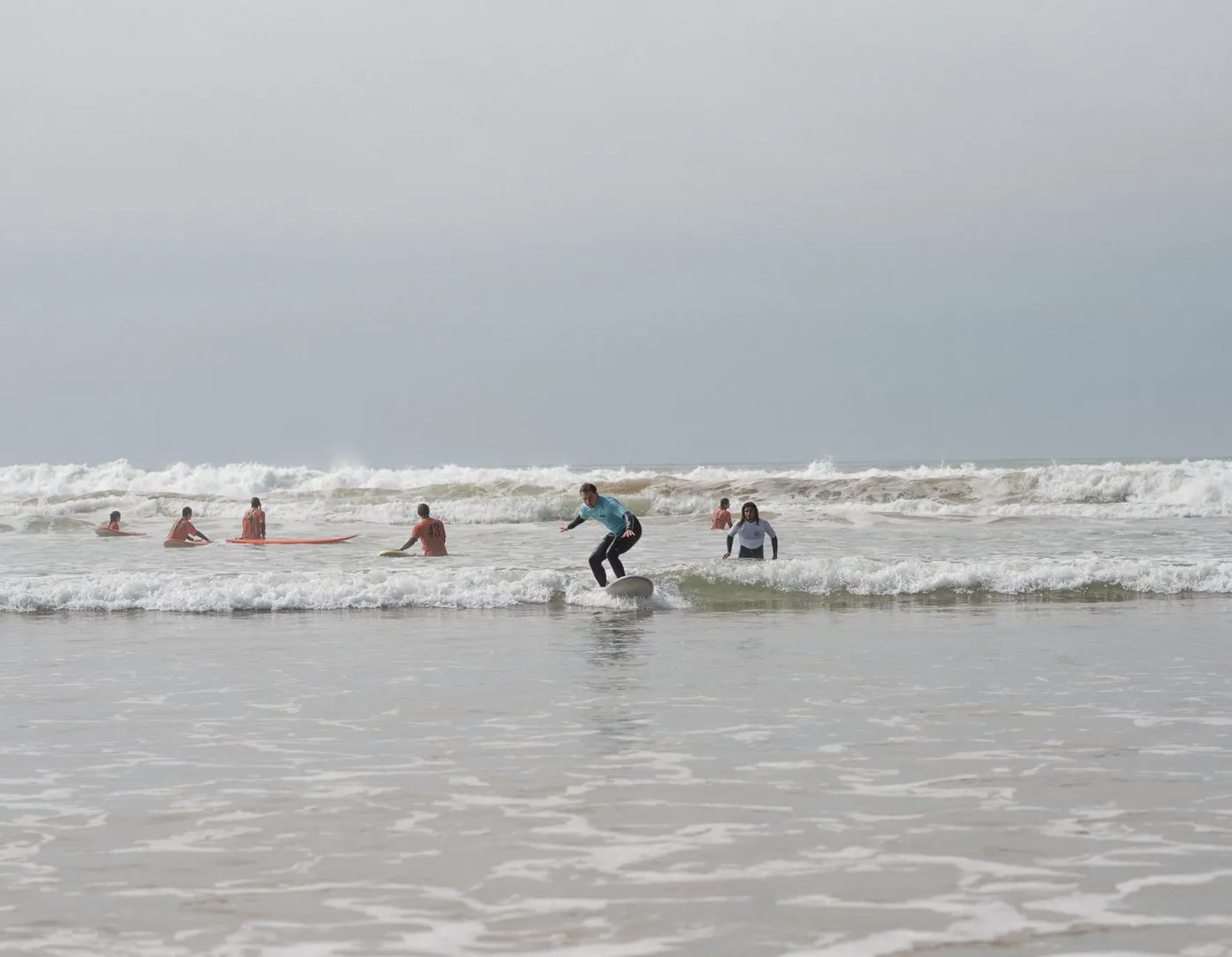 Surfer riding waves along the Moroccan coastline