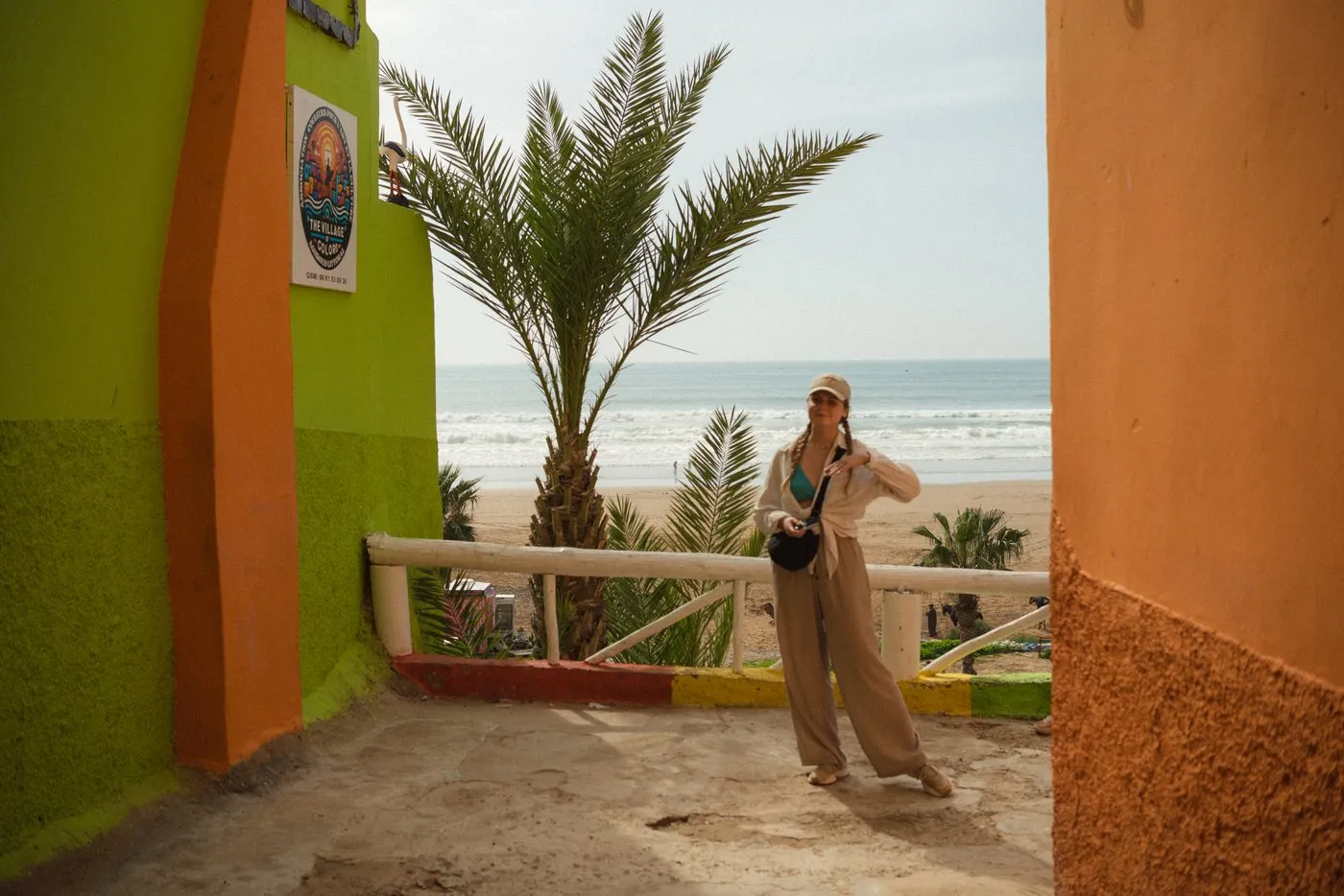 Taghazout coastal scenery with Atlas Mountains backdrop