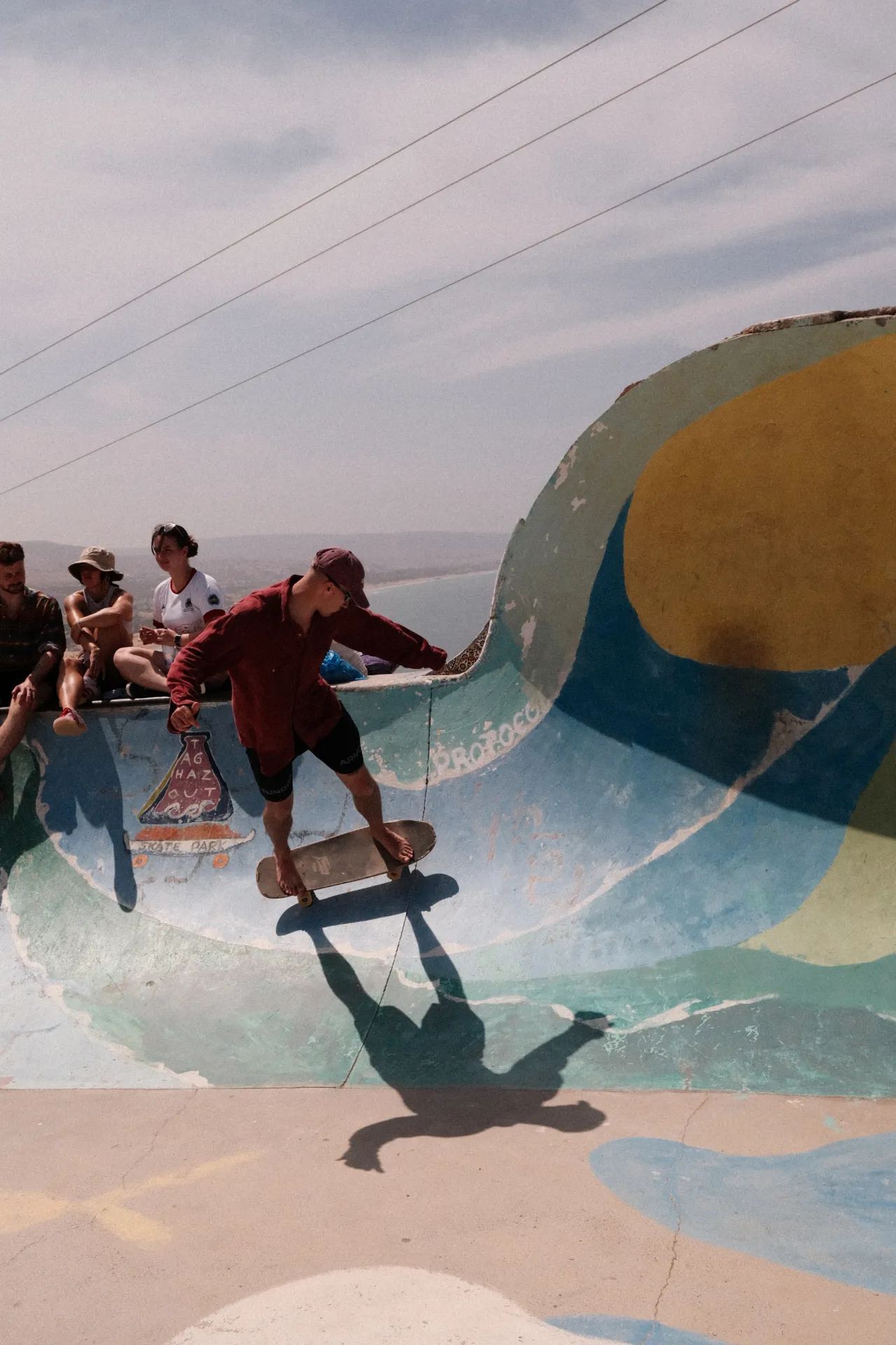 Skateboarding at Taghazout skatepark
